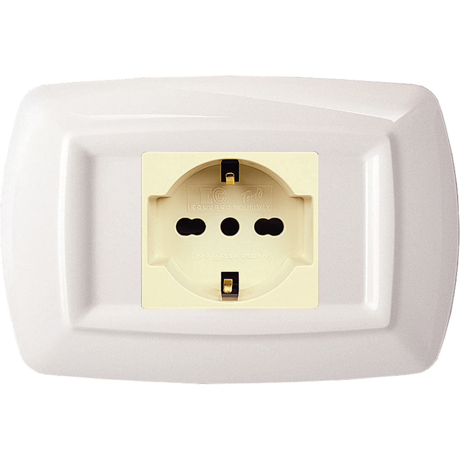 Tondo Placca Magic Plast 1P Schuko Bianco Elettrocanali 10 Pezzi - 2