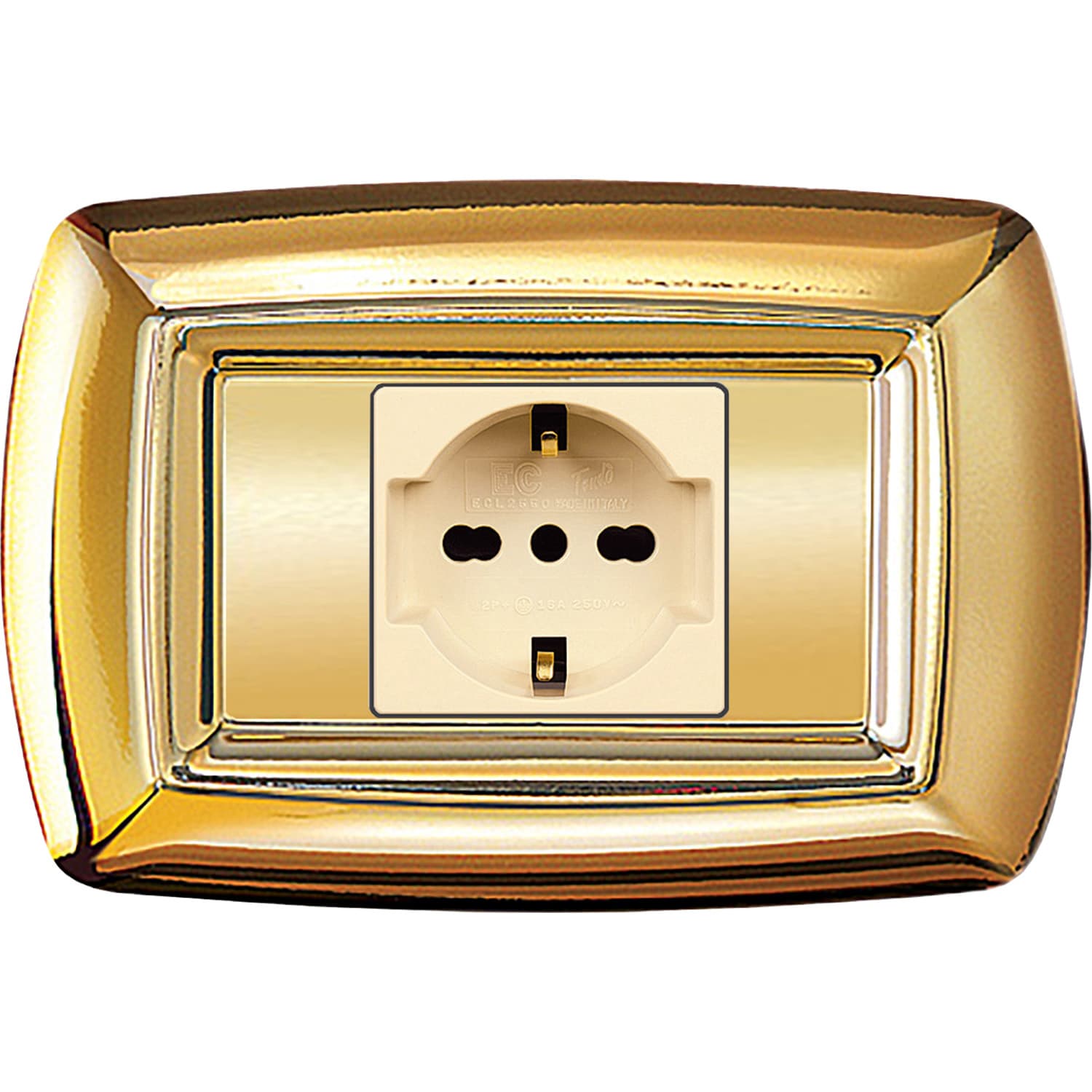 Tondo Placca Magic Plast 1P Schuko Oro Elettrocanali 10 Pezzi - 2