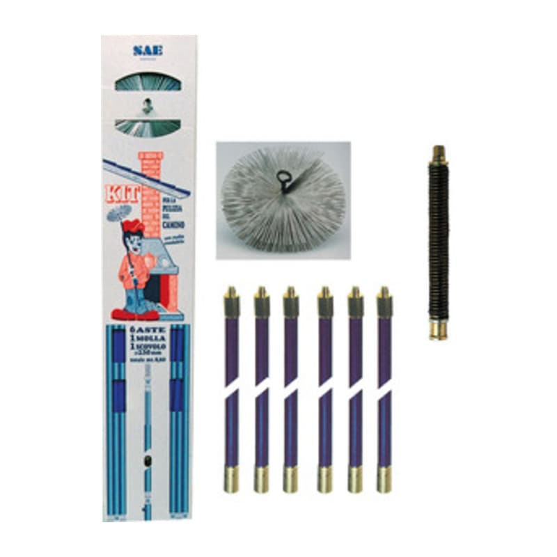 Kit Spazzacamino Aste 8,60 m e Molla e Scovolo D 25 cm Classe A Plus - 2