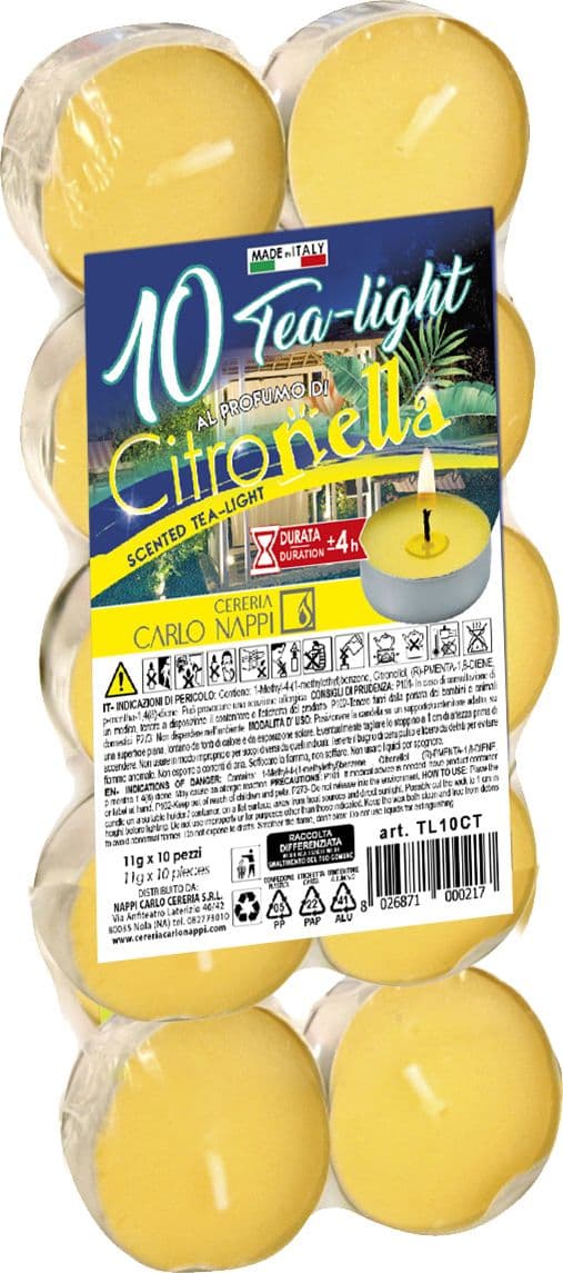 Tealight Citronella 3,6 x 1,7 cm Pezzi 10 24 Confezione – Idroweb