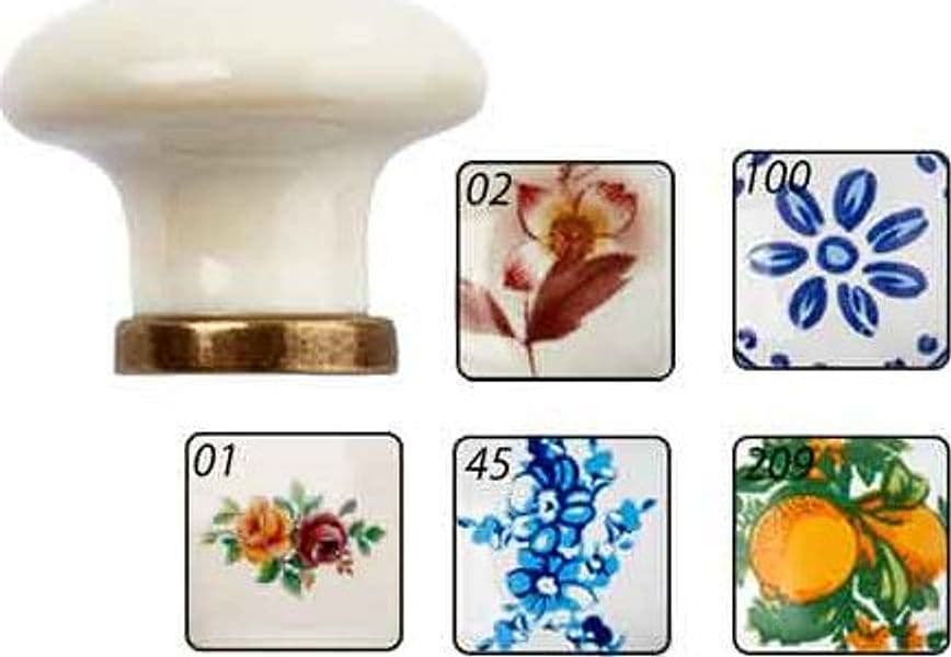 Pomolo per Mobili in Ceramica P04 Ø 31 mm Metal Group Bianco Decoro 45 - 2