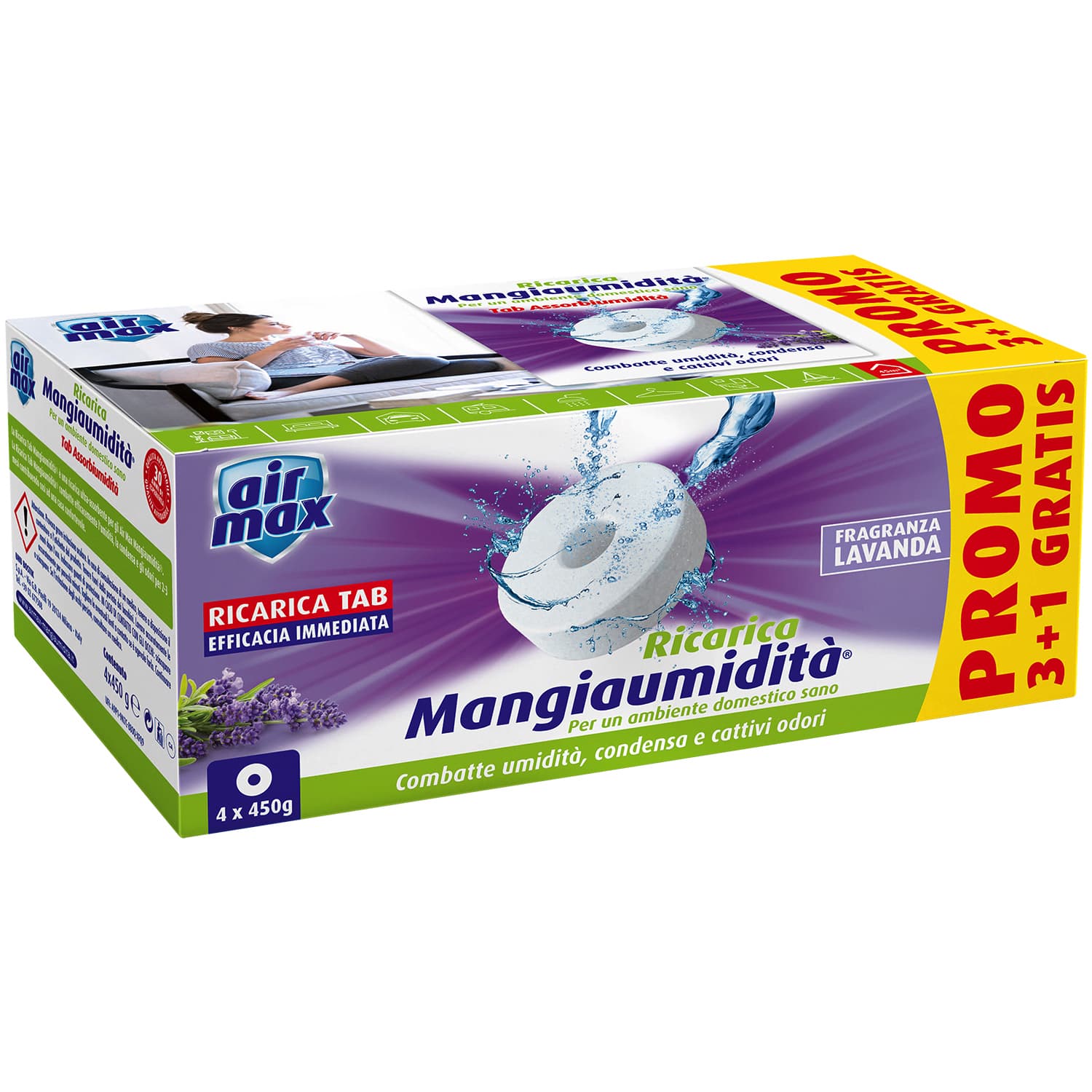 Airmax Assorbiumidita Ricarica Tab Lavan 450 g 6,0 Confezione 4 Pezzi - 2