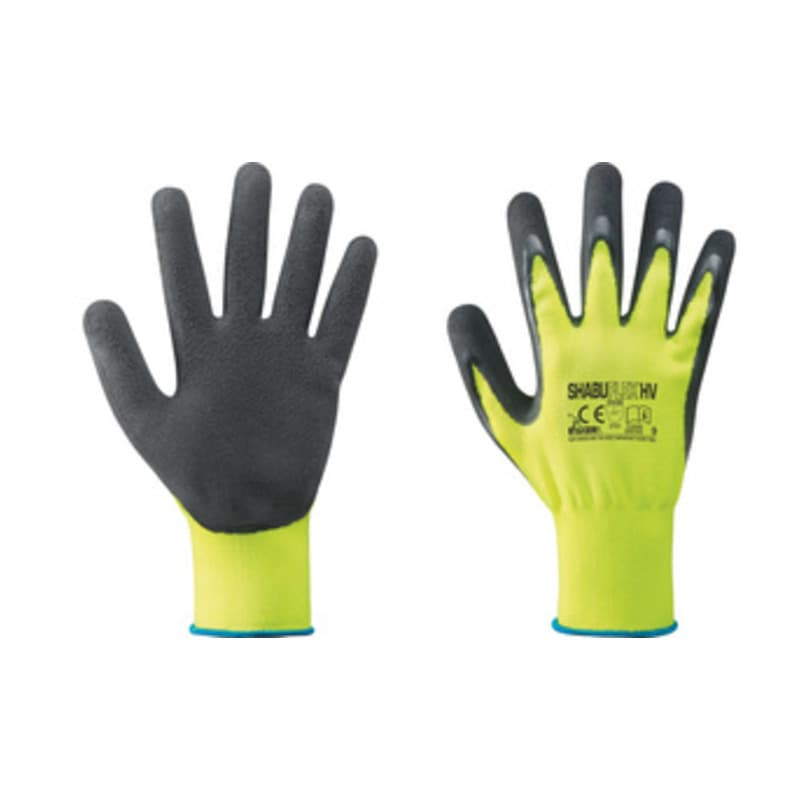 Guanti da Lavoro Nylon Lattice Giallo Fluo Nero Taglia 9 12 Paia - 2