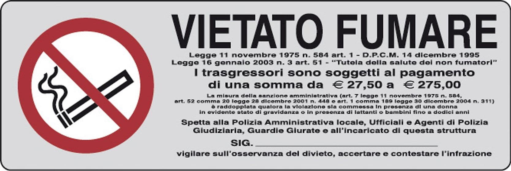 Etichetta Adesiva 150 x 50 Vietato Fumare 10 Pezzi - 2