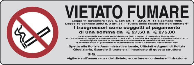 Etichetta Adesiva 150 x 50 Vietato Fumare 10 Pezzi - 2