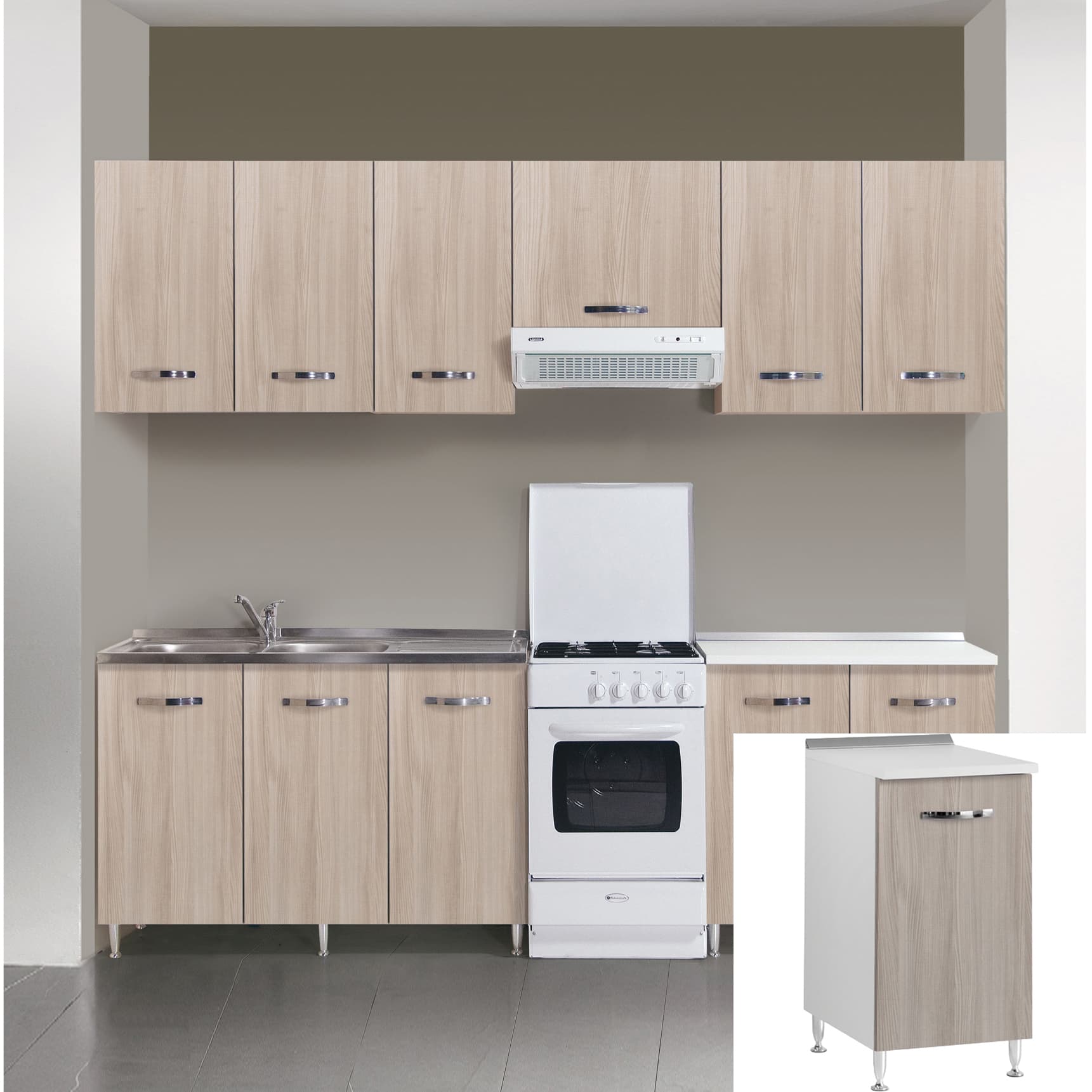 Kit Cucina Base 1 Anta 40 x 50XH85 Cm Olmo Azur Line - 2