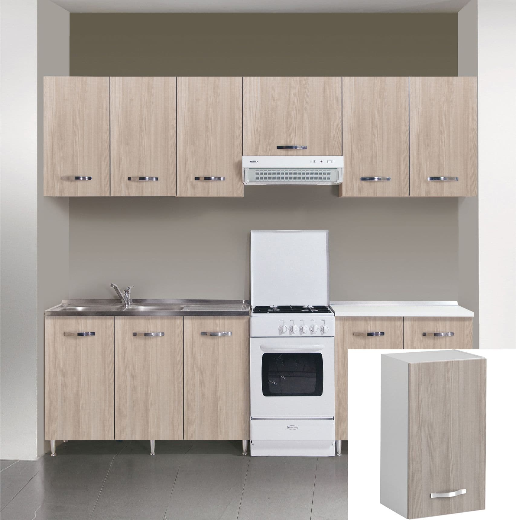 Kit Cucina Pensile 1 Anta 40 x 30XH72 Cm Olmo Azur Line - 2