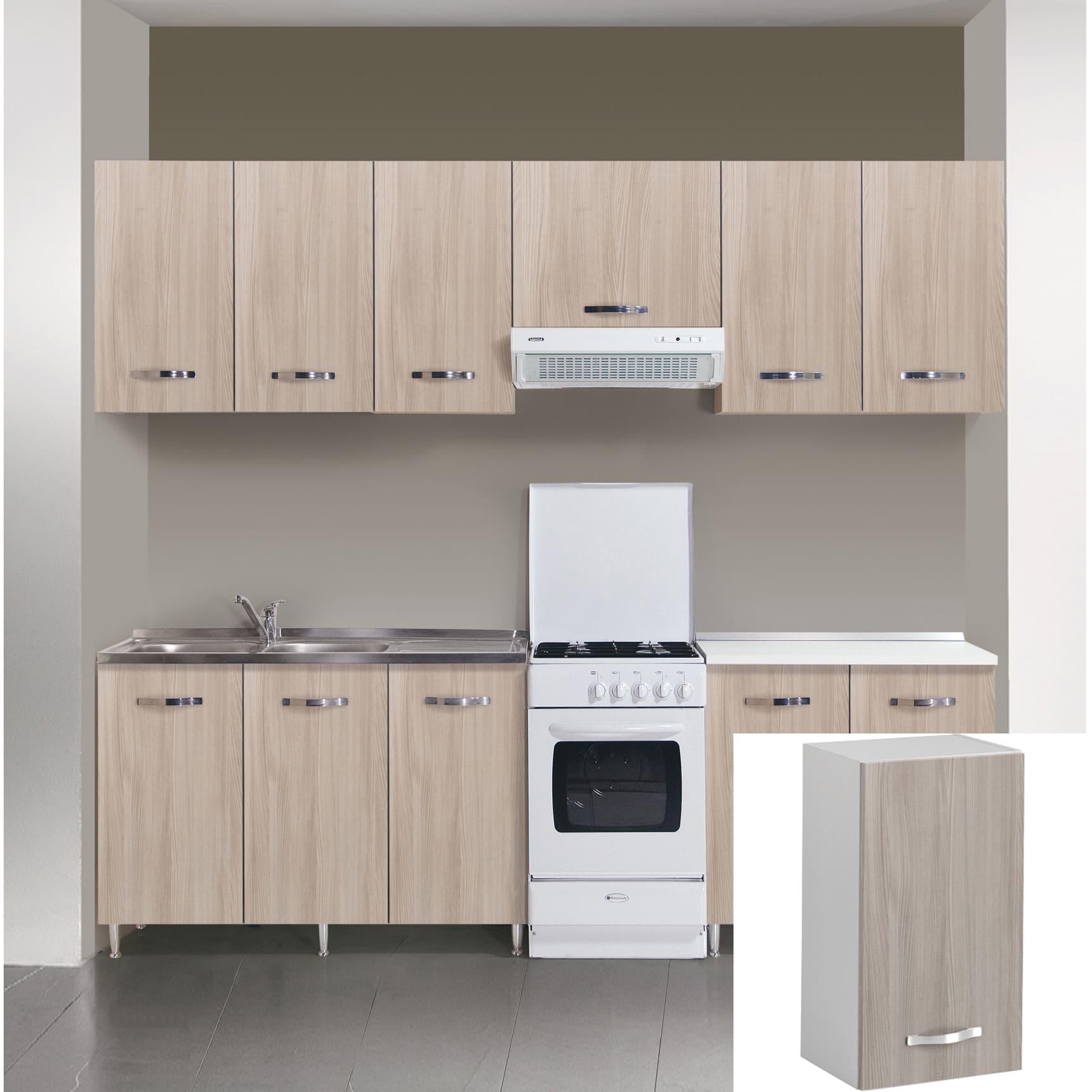 Kit Cucina Pensile 1 Anta 40 x 30XH72 Cm Olmo Azur Line - 2