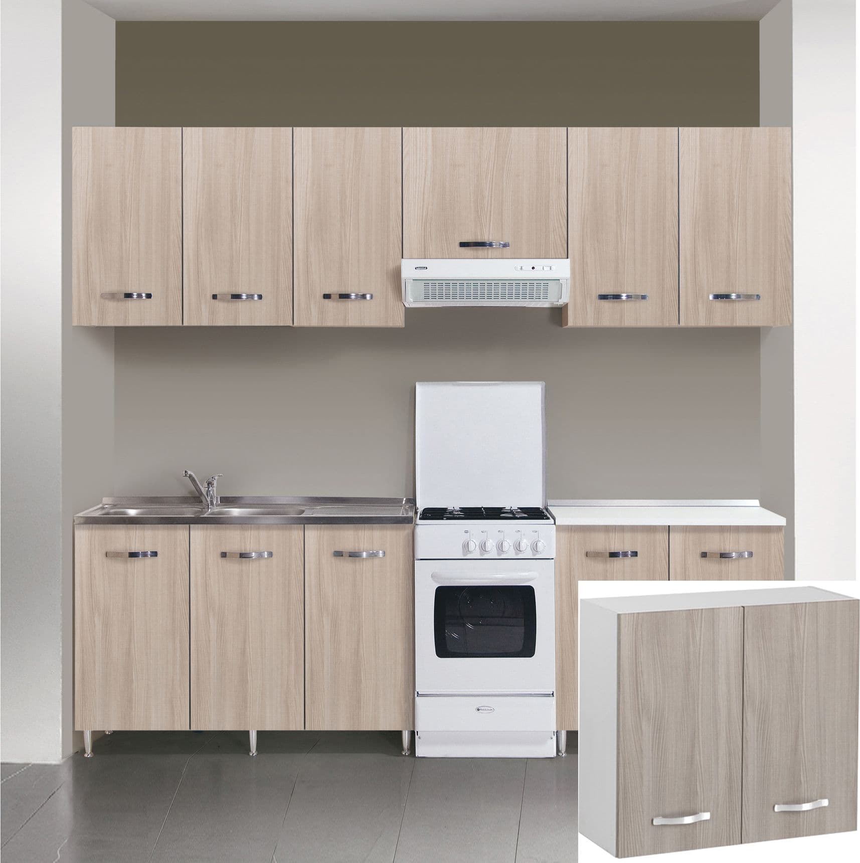 Kit Cucina Pensile 2 Ante 80 x 32XH72 Cm Olmo Azur Line