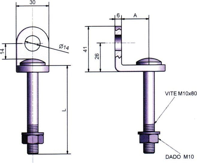 Potent Occhiolo Fisso Acc per Lucchetto 26 x 74 mm - 2