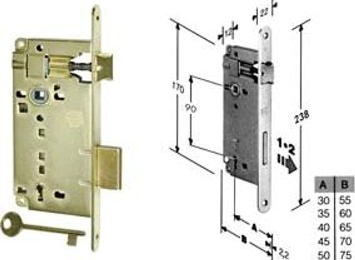 Serratura a Bussola da Infilare Bordo Tondo Ottonato 50 mm Bordo Cod 204019 – Agb