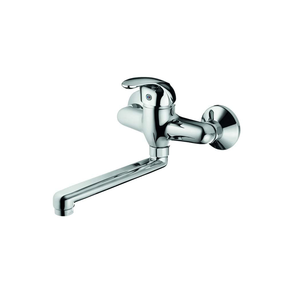 Miscelatore Monocomando a Parete con Canna Girevole per Lavabo Acciaio - 2