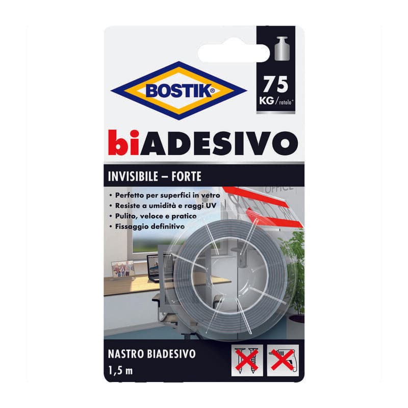 Nastro Biadesivo Invisibile 19MMX1,5M Blister Bostik 6 Pezzi - 2