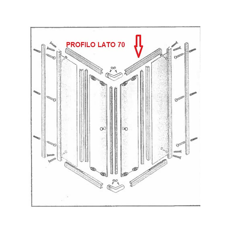 Profilo Lato 70 Inf. e Sup. x Box Doccia Crist.tras SER.MM.6 cm - 2