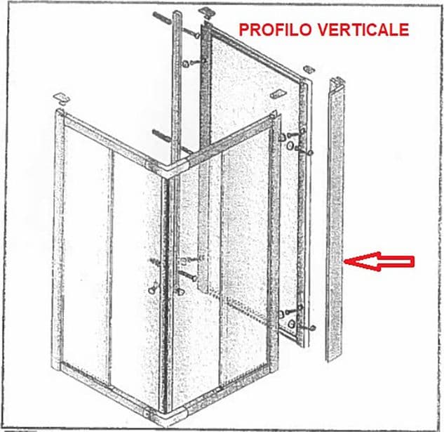 Profilo Verticale x Parete Fissa Crist.tras SER.MM.6 CM.74 x 80LUSSO – Idroweb