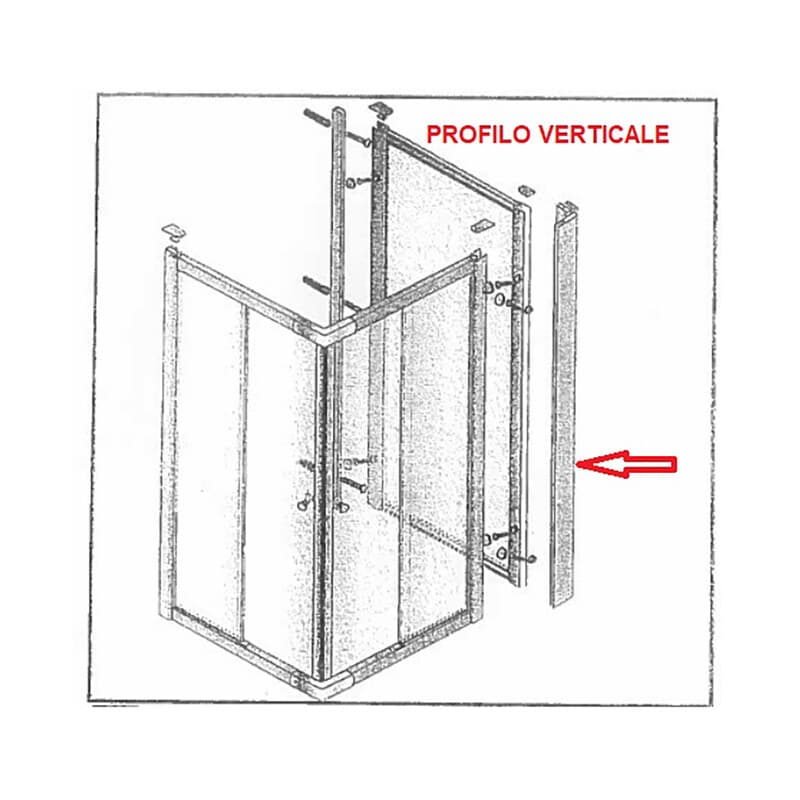 Profilo Verticale x Parete Fissa Crist.tras SER.MM.6 CM.74 x 80LUSSO - 2
