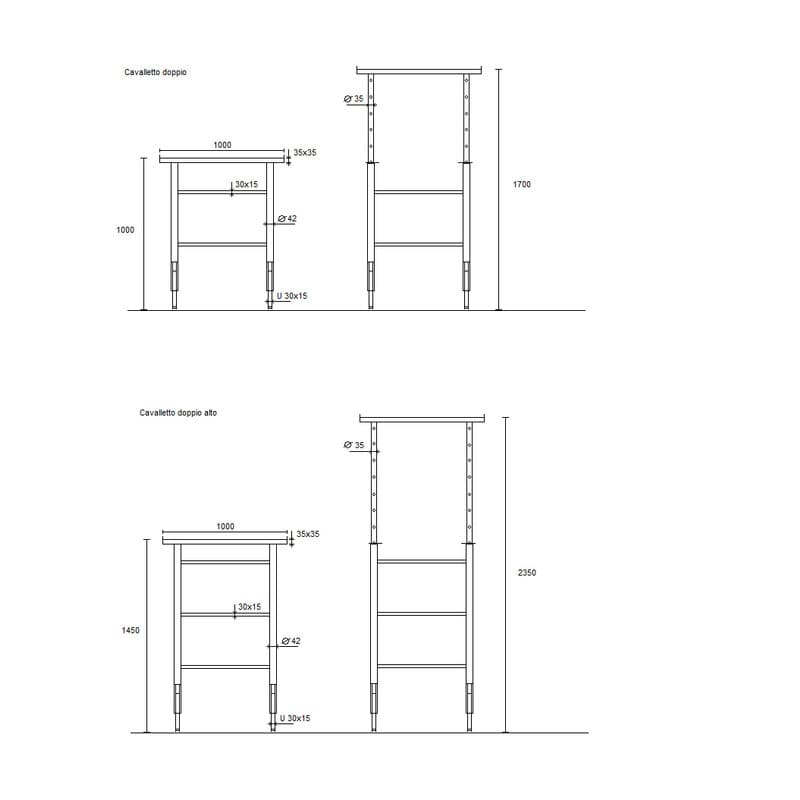 Cavalletto Doppio Regolabile 100 170 cm - 2