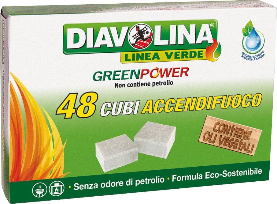Accendifuoco 48 Cubi Diavolina Green Power 15335 24 Pezzi – Idroweb
