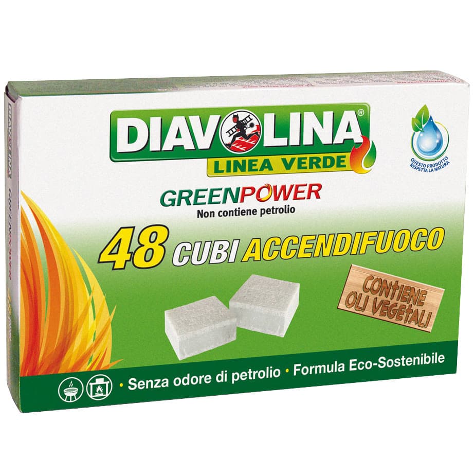 Accendifuoco 48 Cubi Diavolina Green Power 15335 24 Pezzi - 2