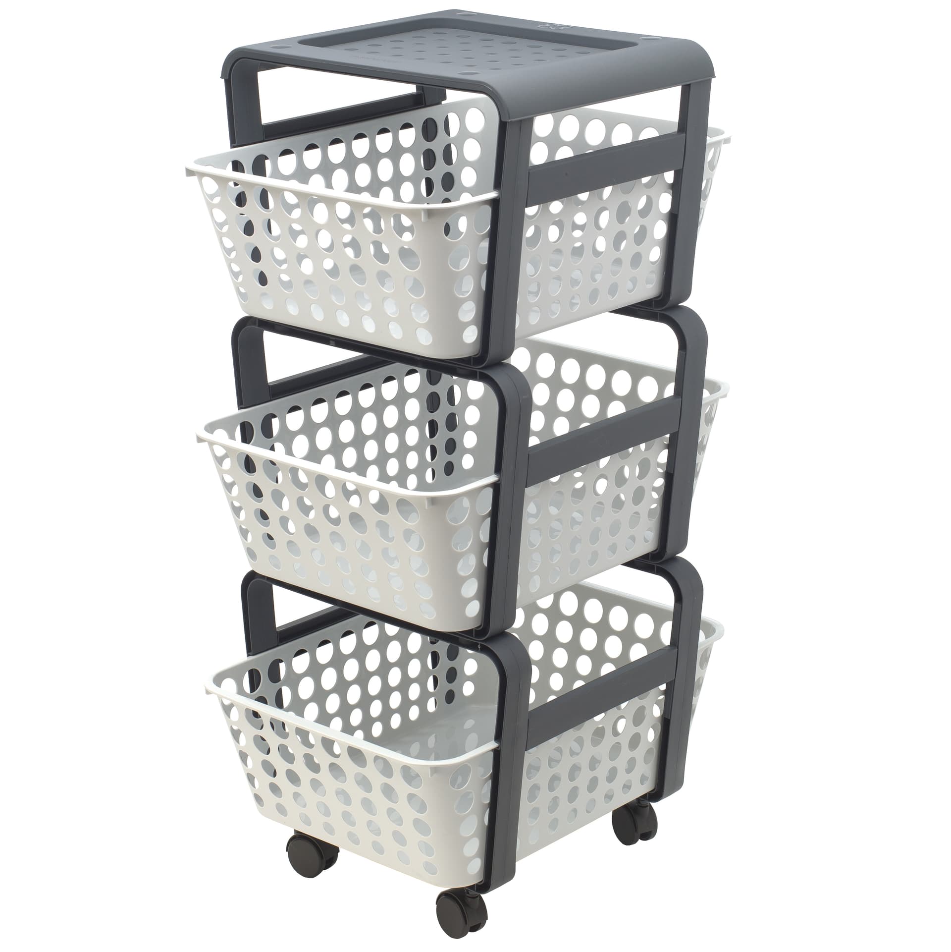 Carrello da Cucina Modula a 3 Ceste con Ruote 4 Pezzi - 2