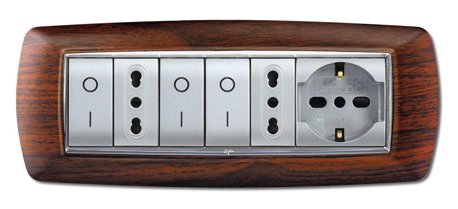 Placca Life Living Plast Legno Scuro 7P Elettrocanali - 2