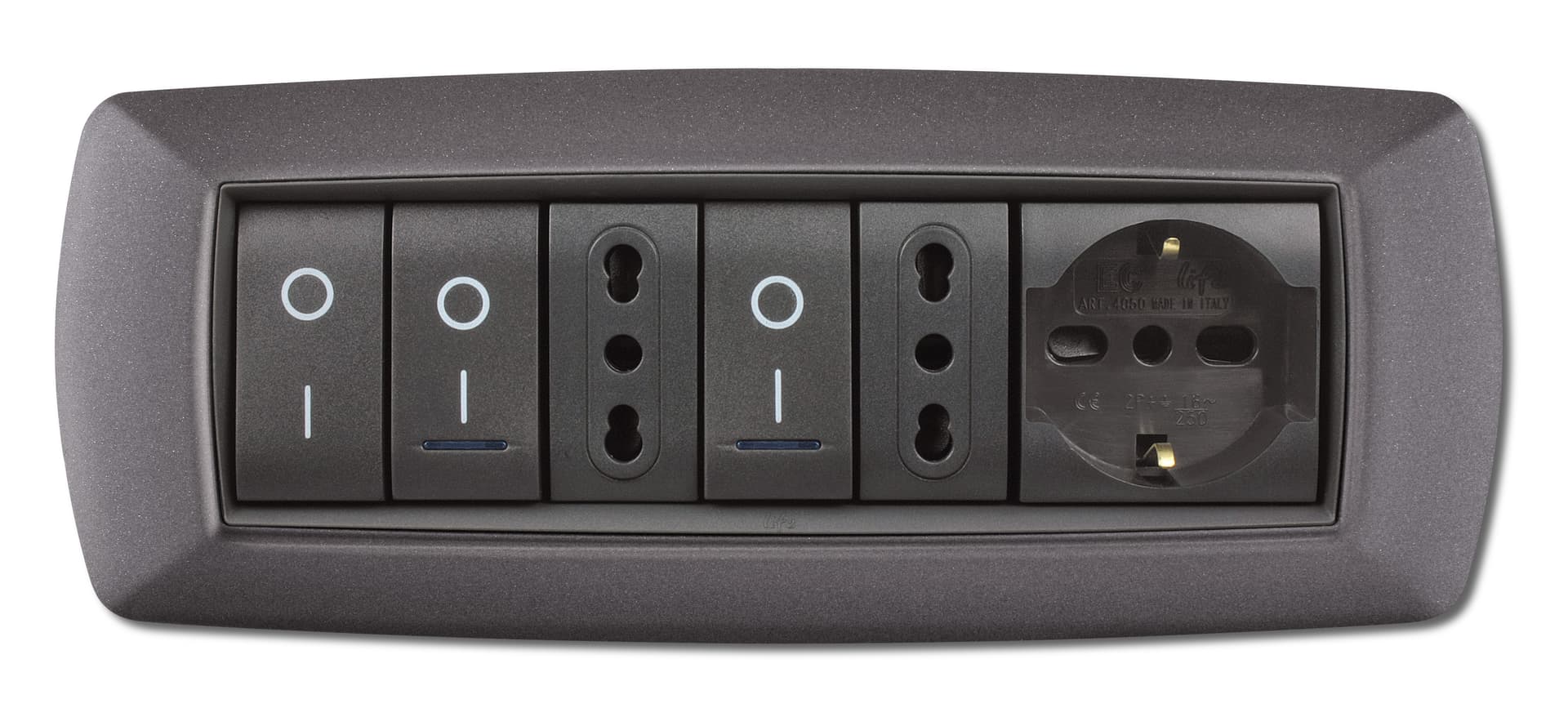 Placca Life Living Plast Grigio Chiaro Vulcan 7P Elettrocanali - 2