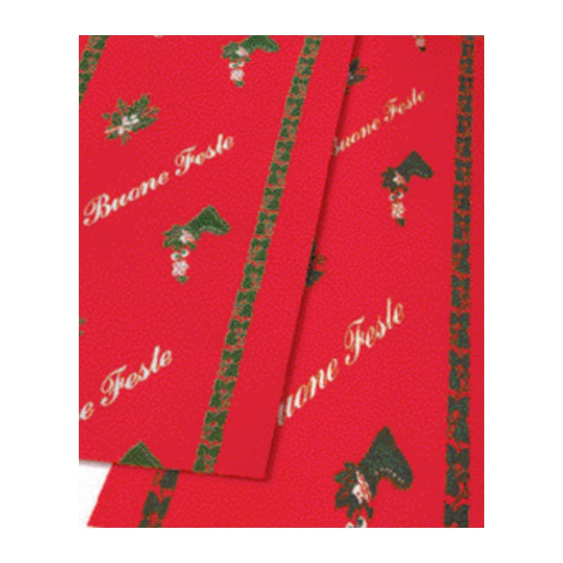 Passatoia Buone Feste H 100 cm Fondo Rosso Alma 50,0 ml - 2