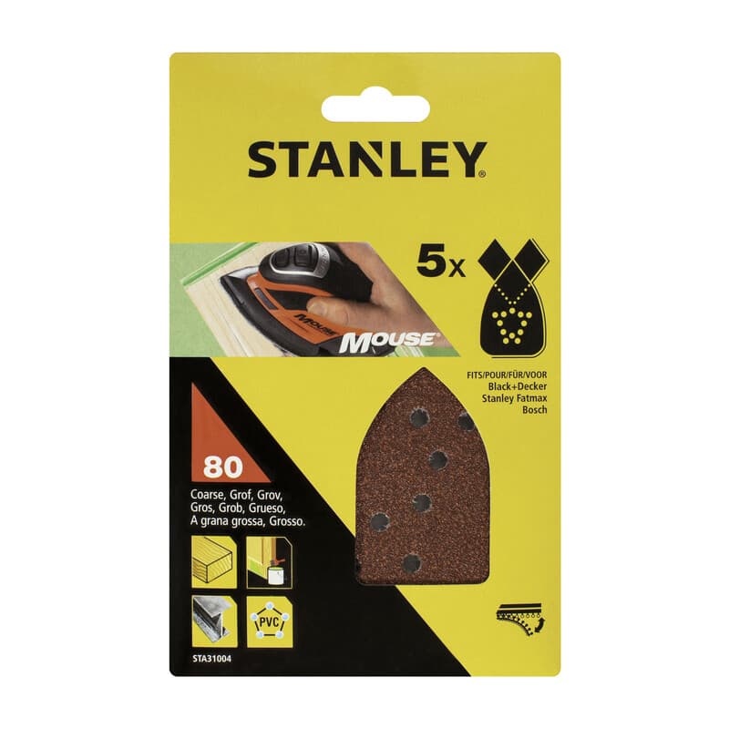 Piranha Stanley STA31004 X31004 5 Fogli Velcro per Mouse GR.80 1,0 - 2