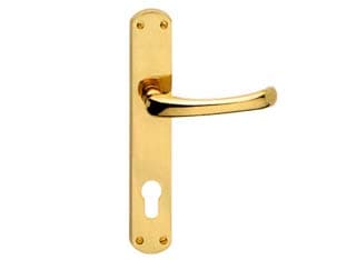 Maniglia Rio con Placca in Ottone 90 mm Foro Yale 2 Paio - 2
