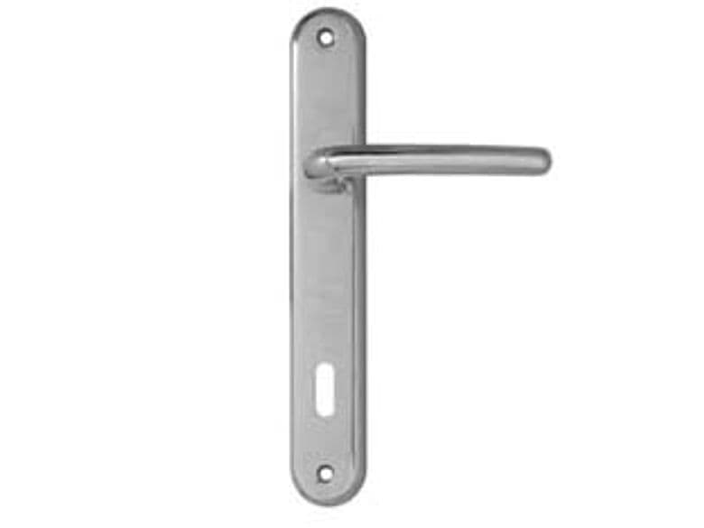 Maniglia Vega con Placca in Zama Finitura Ottone Cromo Satinato 90 mm Foro - 2