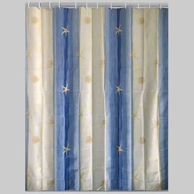 Tenda Doccia Oltremare Tessuto 120 x 200 Beige Azzurro Gedy - 2