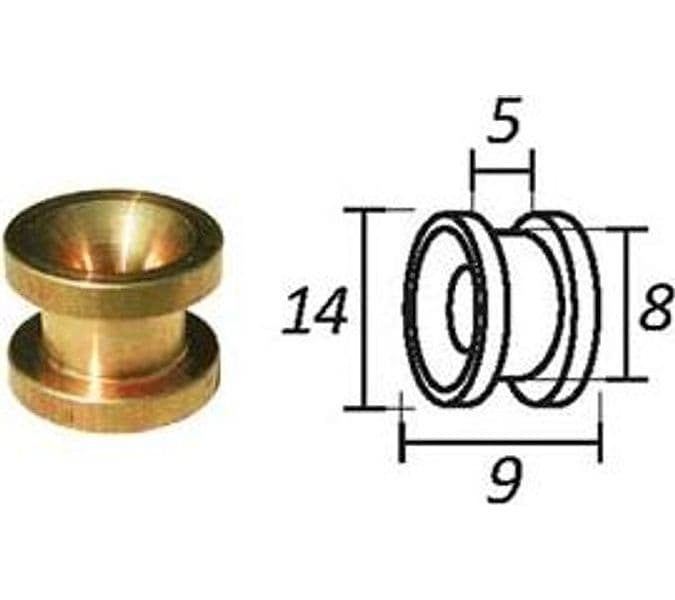 Passafilo in Ottone per Testine con Sede Ø 9 mm Mm, Ø Esterno 14 Cod 281690 - 2