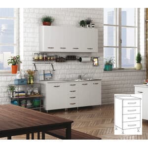 Kit Cucina Base 4 Cassetti 40 x 50XH85 Cm Bianco Azur Line - 2