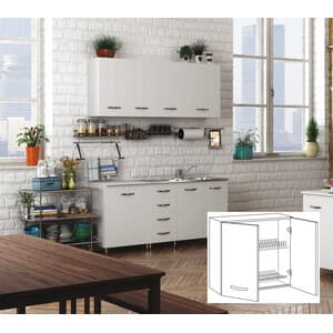 Kit Cucina Pensile 2 Ante Scolapiatti 80 x 32XH72 Cm Bianco Azur Line - 2