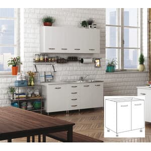 Kit Cucina Base 2 Ante 80 x 50XH85 Cm Senza Lavello Bianco Azur Line - 2