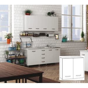 Kit Cucina Pensile 2 Ante 80 x 32XH72 Cm Bianco Azur Line - 2
