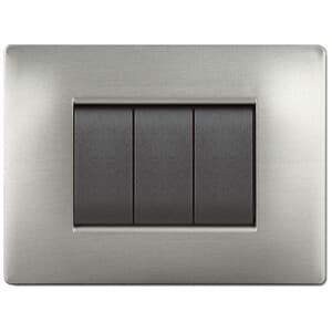 Placca Life Q Living Plast Acciaio Satinato 4P - 2