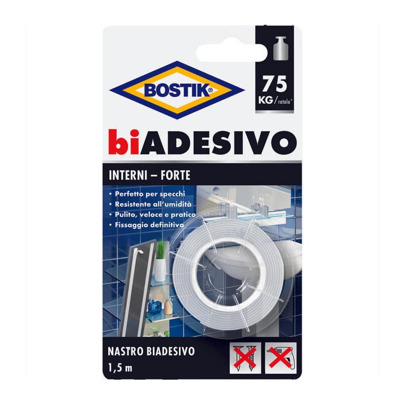 Nastro Biadesivo Interni 19MMX1,5M Blister Bostik 6 Pezzi - 2