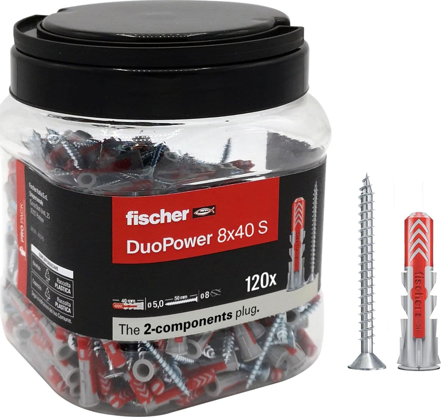Tassello Duopower S 8 x 40 Propack Fischer 120 Pezzi - 2
