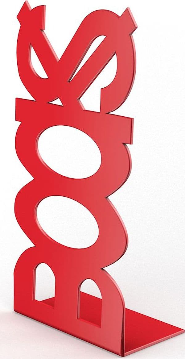 Fermalibro in Acciaio Books Rosso Bolis Italia 10 Pezzi - 2
