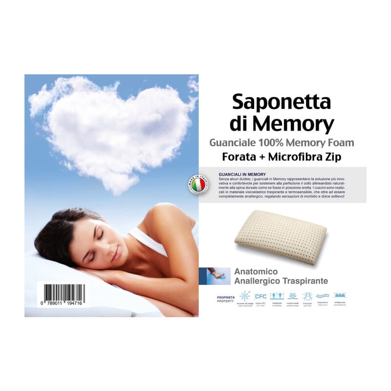 GUANCIALE MEMORY FOAM SAPONETTA FORATA H.13- 1,0 pz - 2