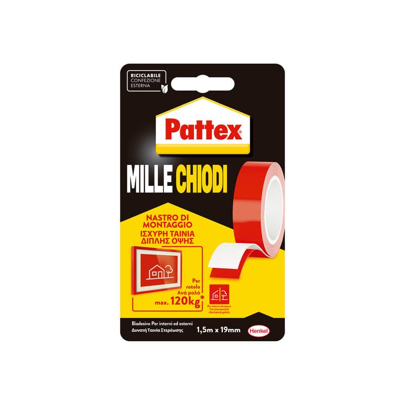 Nastro Biadesivo di Montaggio Pattex Millechiodi Henkel Italia 12 Pezzi - 2