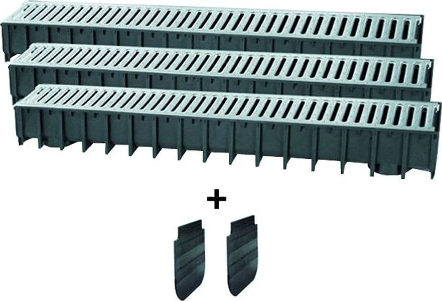 Kit Canali per Drenaggio Acqua in PP con Griglia Zincata 100 cm H= 12 cm - 2