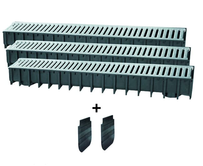 Kit Canali per Drenaggio Acqua in PP con Griglia Zincata 100 cm H= 12 cm - 2