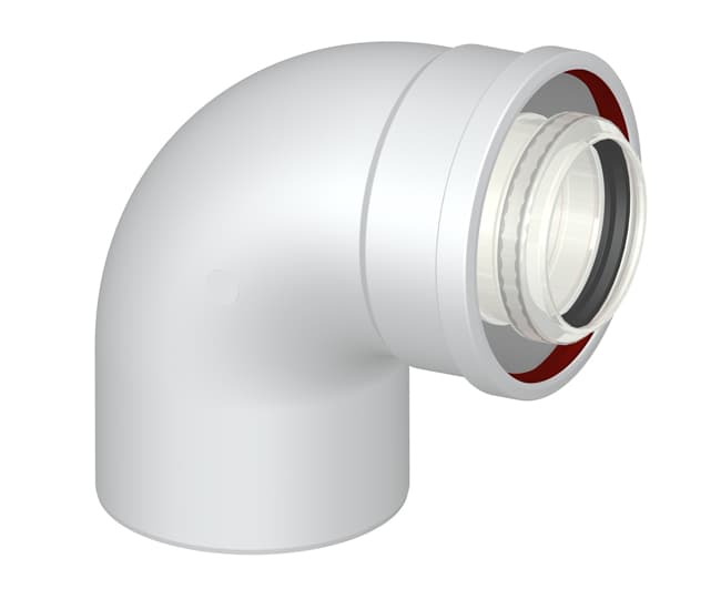 Curva di Partenza Coassiale a 90 ° con Ispezione Bianca Ø 60 KP393060100 - 2