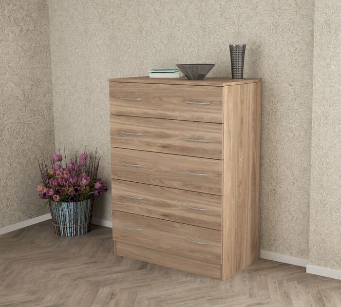 Kit Cassettiera 5 Cassetti 80 x 45 x 111 cm Rovere - 2