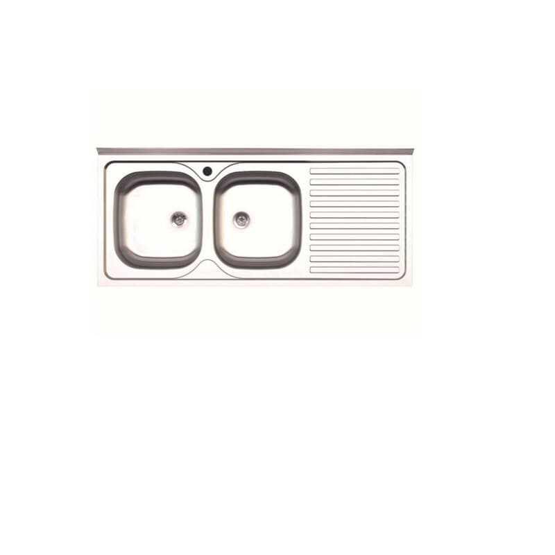 Lavello Appoggio INOX 2 Vasche SX e Gocciolatoio DX 120 cm - 2