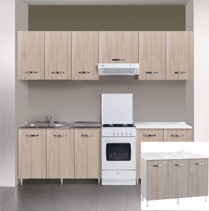 Kit Cucina Base 3 Ante 120 x 50XH85 Cm Senza Lavello Olmo Azur Line - 2