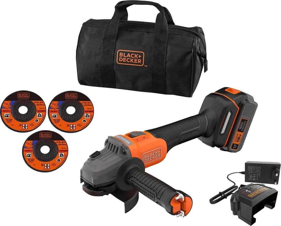Smerigliatrice Angolare a Batteria Black Decker Bcg6l8f1s Qw 18v 4 115 mm - 2
