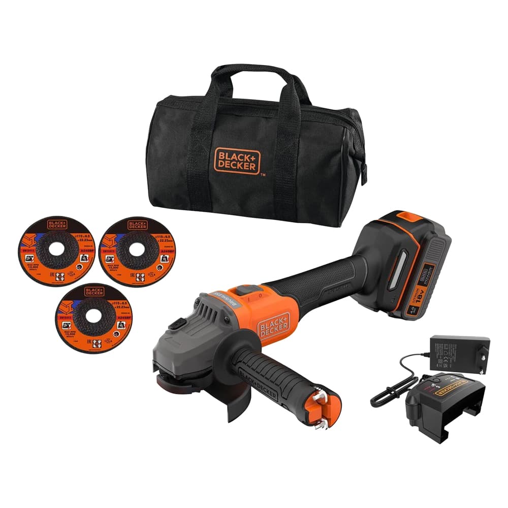 Smerigliatrice Angolare a Batteria Black Decker BCG6L8F1S Qw 18V 4 115 mm - 2